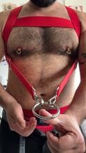 Load image into Gallery viewer, Adjustable Red elastic harness w/cock-ring option