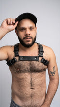 Load image into Gallery viewer, Black leather bulldog harness w/NFC chip