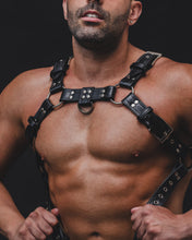 Load image into Gallery viewer, Full upper body black leather harness