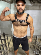 Load image into Gallery viewer, Classic black leather bulldog Harness