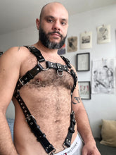 Load image into Gallery viewer, Full upper body black leather harness
