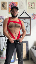 Load image into Gallery viewer, Adjustable Red elastic harness w/cock-ring option

