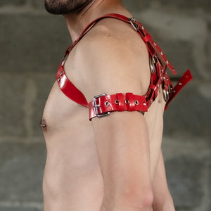 RED soft leather harness