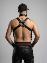 Load image into Gallery viewer, Leather harness w/cockring and NFC chip
