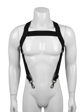 Load image into Gallery viewer, Adjustable black elastic harness w/cockring
