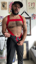 Load image into Gallery viewer, Adjustable Red elastic harness w/cock-ring option
