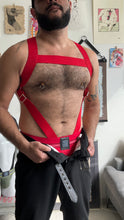 Load image into Gallery viewer, Adjustable Red elastic harness w/cock-ring option
