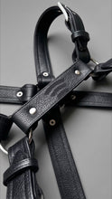 Load image into Gallery viewer, Black leather bulldog harness w/NFC chip
