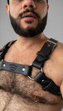 Load image into Gallery viewer, Black leather bulldog harness w/NFC chip
