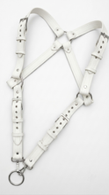 Load image into Gallery viewer, White leather shoulders harness with cockring
