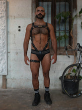 Load image into Gallery viewer, X Leather harness with cock-ring straps
