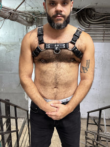 Classic black leather bulldog Harness