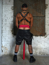 Load image into Gallery viewer, X Leather harness with cock-ring straps
