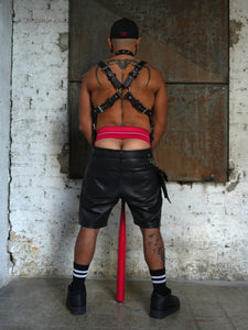 X Leather harness with cock-ring straps